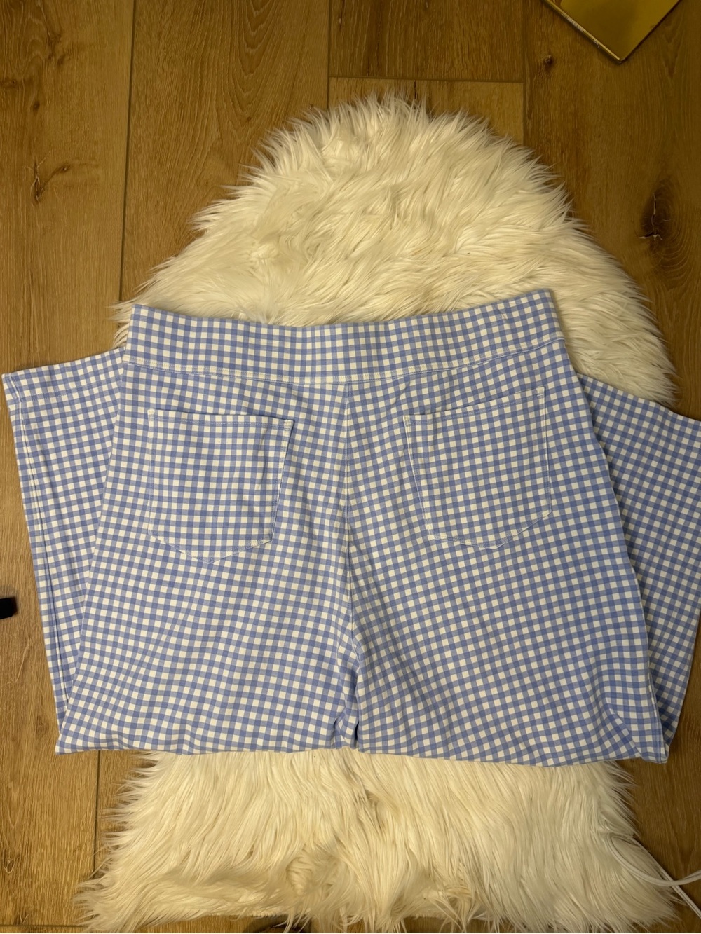 Duluth Trading Co Blue and White Gingham Wide Leg Cropped Pants Size CL - Picture 7 of 7